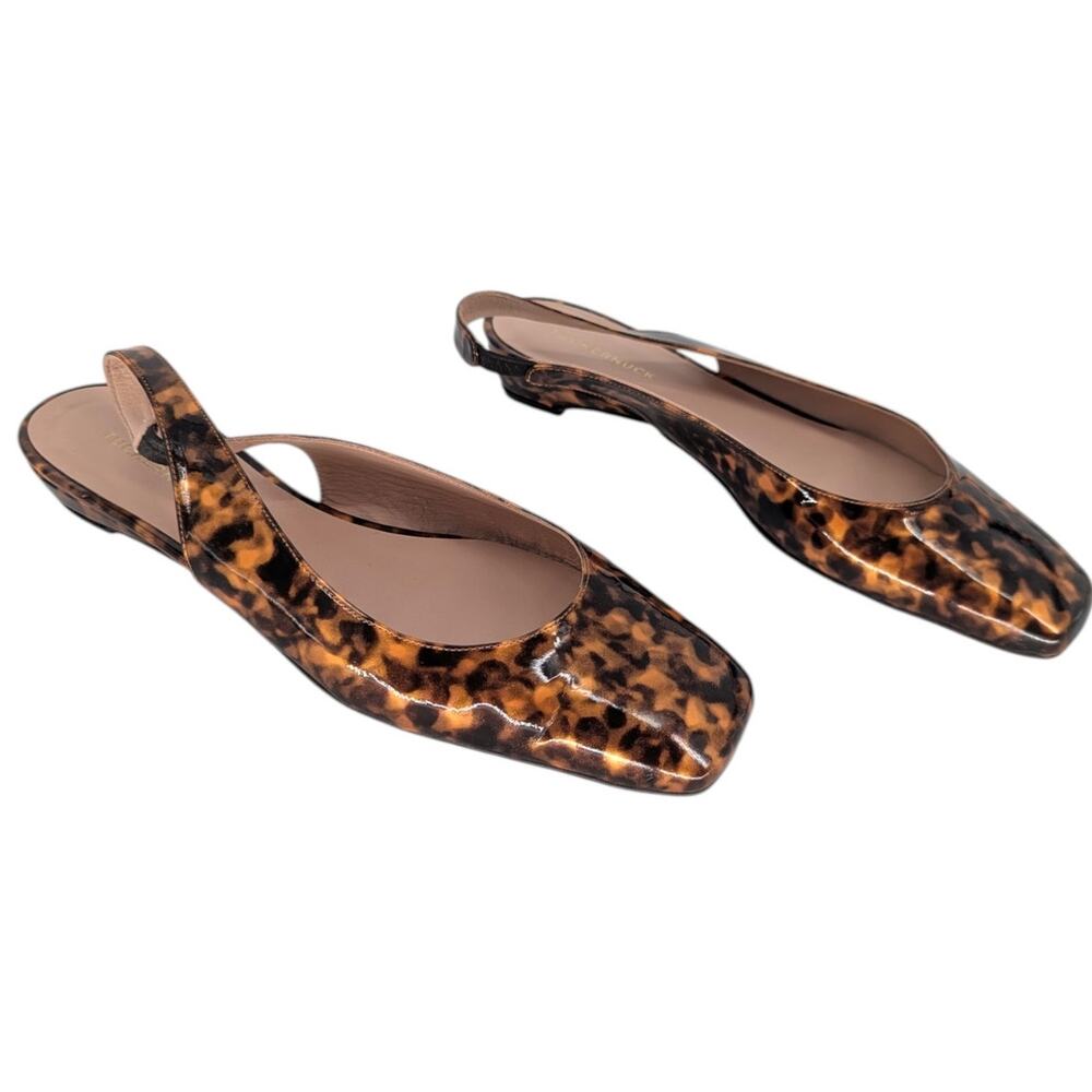 Tuckernuck Liv Slingback Flats Tortoise Patent Leather Square Toe 9.5 - Picture 2 of 8